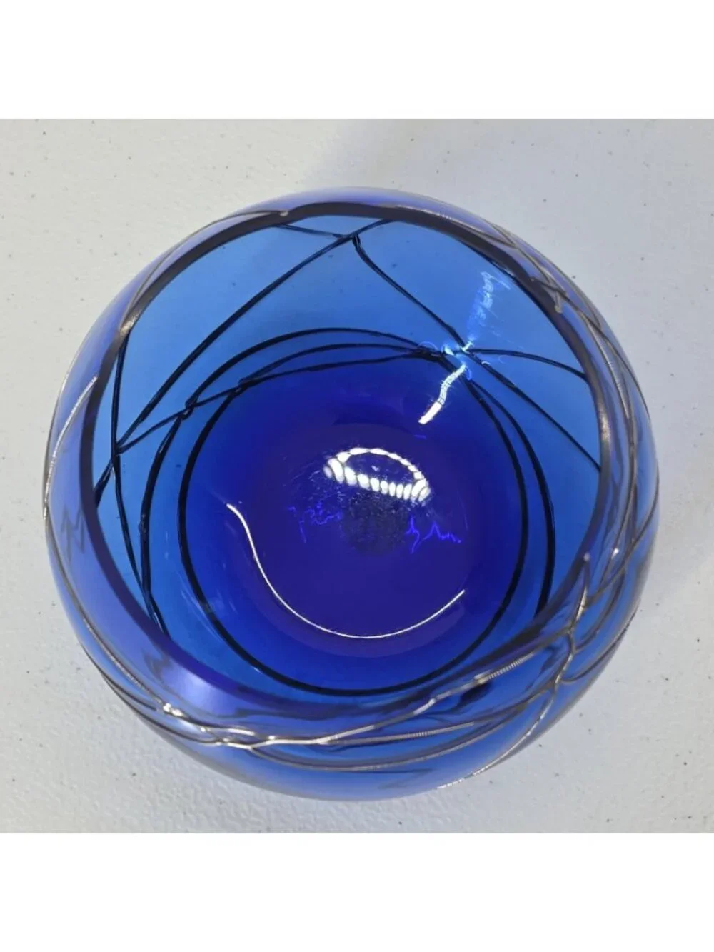 Partylite Calypso Cobalt Blue Silver Glass Candle Votive Tea Light Holder 4 X 5